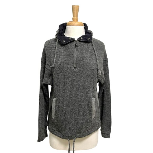 prAna Wool Blend Hooded Sweatshirt Sweater Pockets Gorpcore Gray size Small - Picture 1 of 8